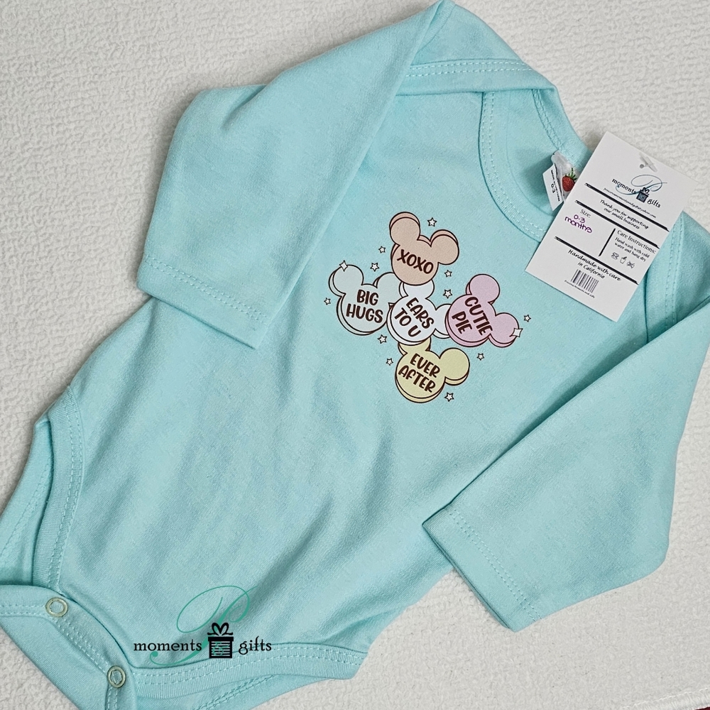 NWT 0-3 month Infant bodysuit with Candy Heart Design, multi-color pink - Picture 3 of 5